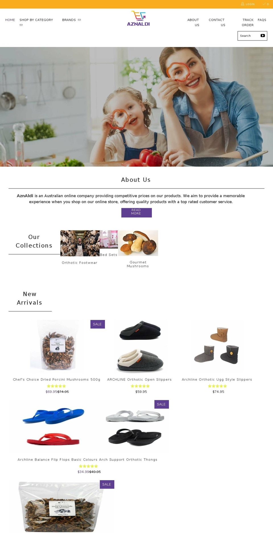 aznaldi.com.au shopify website screenshot