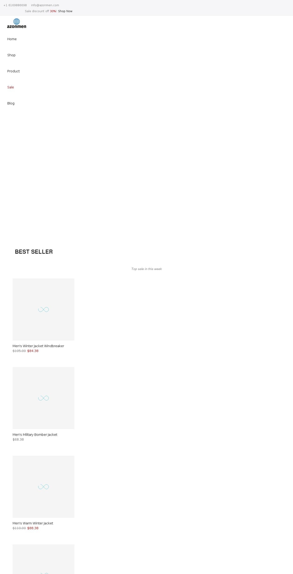 azonmen.com shopify website screenshot