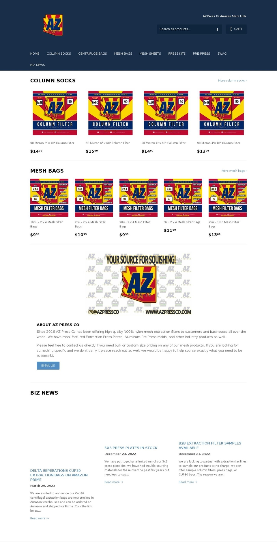 azpressco.com shopify website screenshot