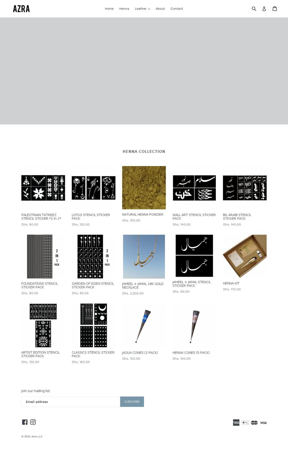 azra.ae shopify website screenshot