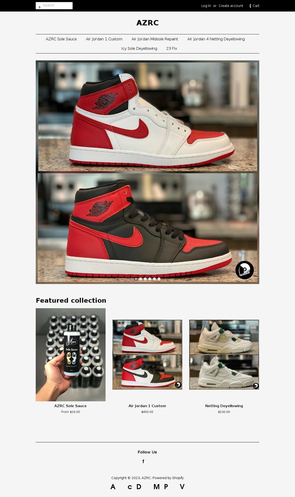 azrcshop.com shopify website screenshot