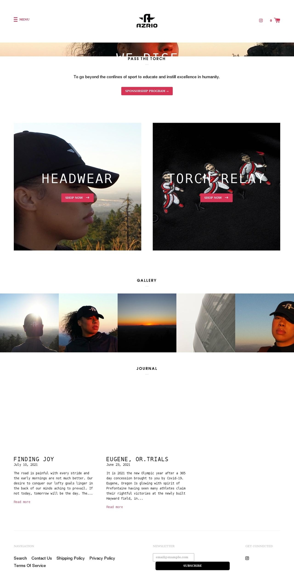 azriosportswear.com shopify website screenshot