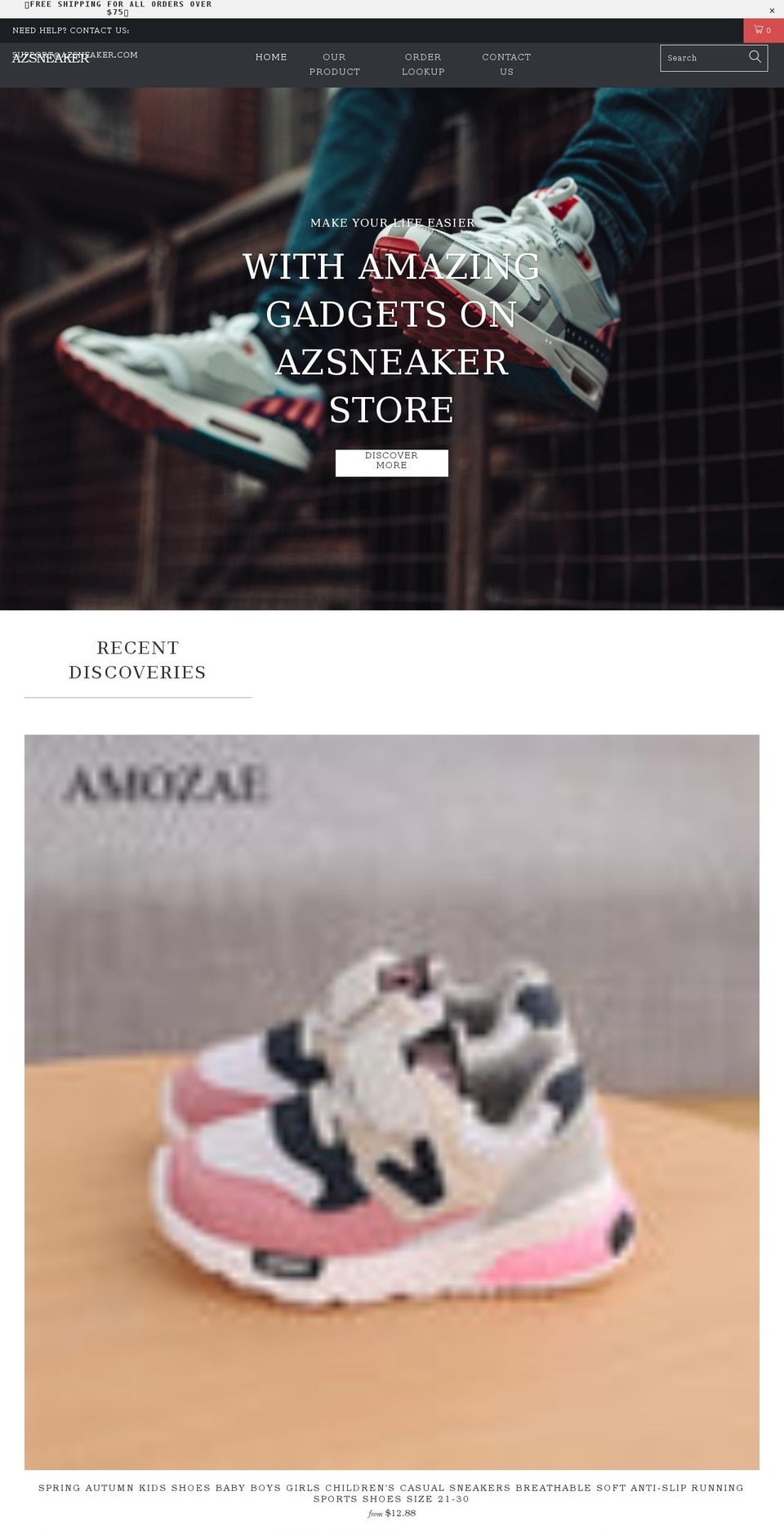 azsneaker.com shopify website screenshot