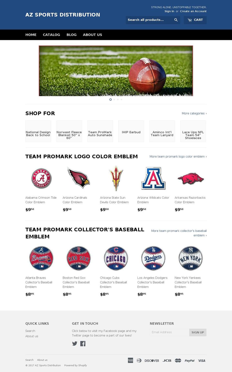 azsportsdistribution.com shopify website screenshot