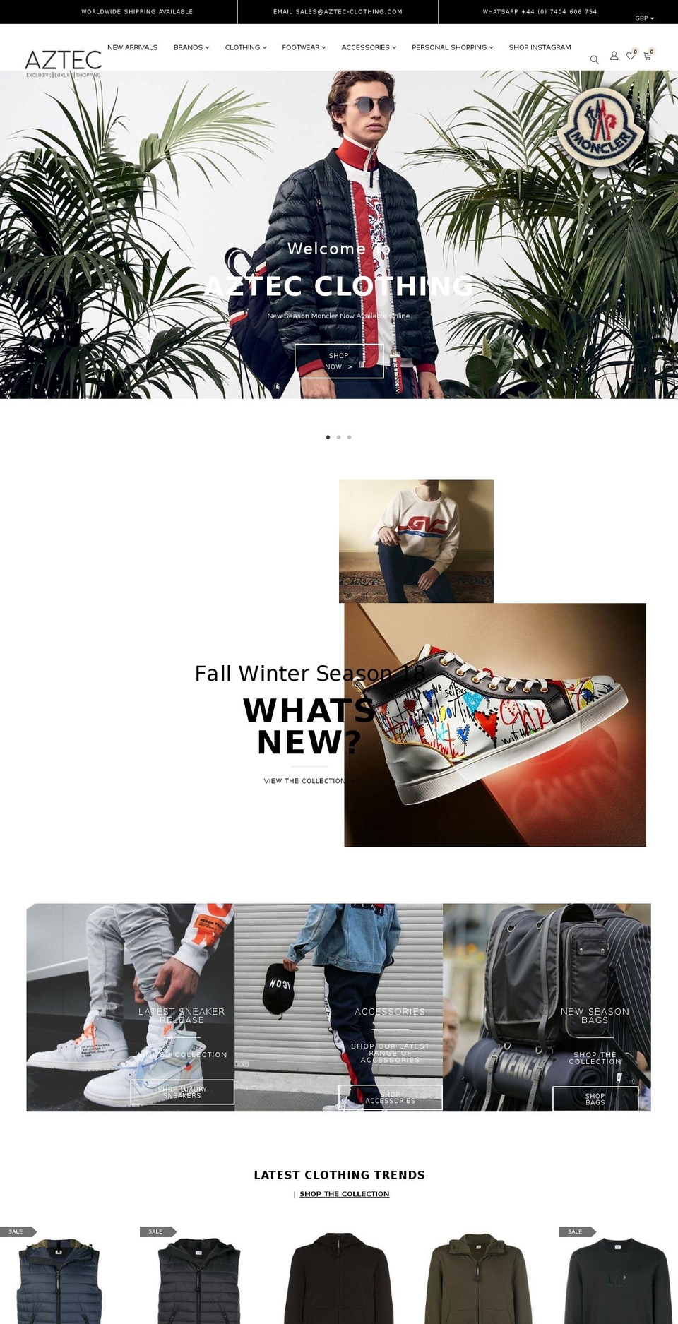aztec-clothing.com — Shopify storefront screenshot