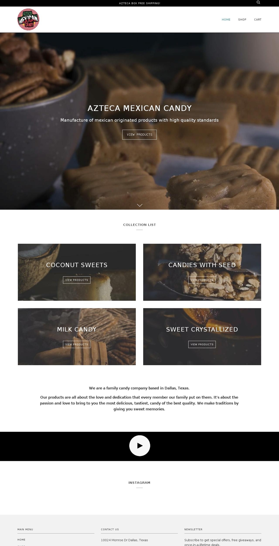 aztecacandy.com — Shopify storefront screenshot