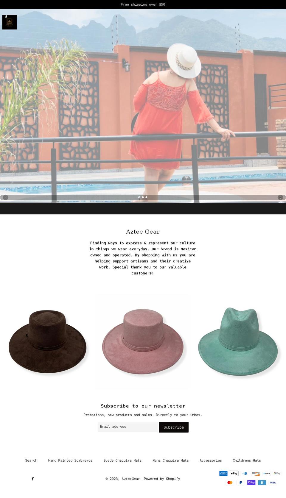 aztecgearmex.com shopify website screenshot