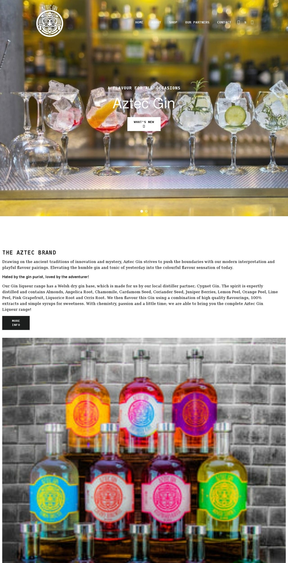 aztecgin.com shopify website screenshot