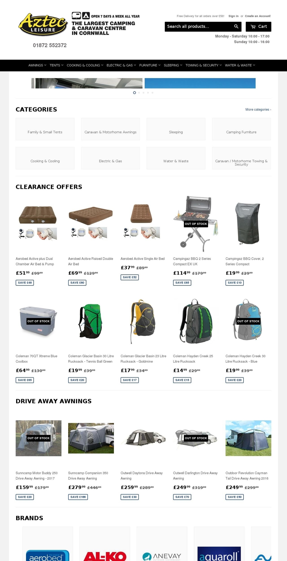 aztecleisure.biz shopify website screenshot