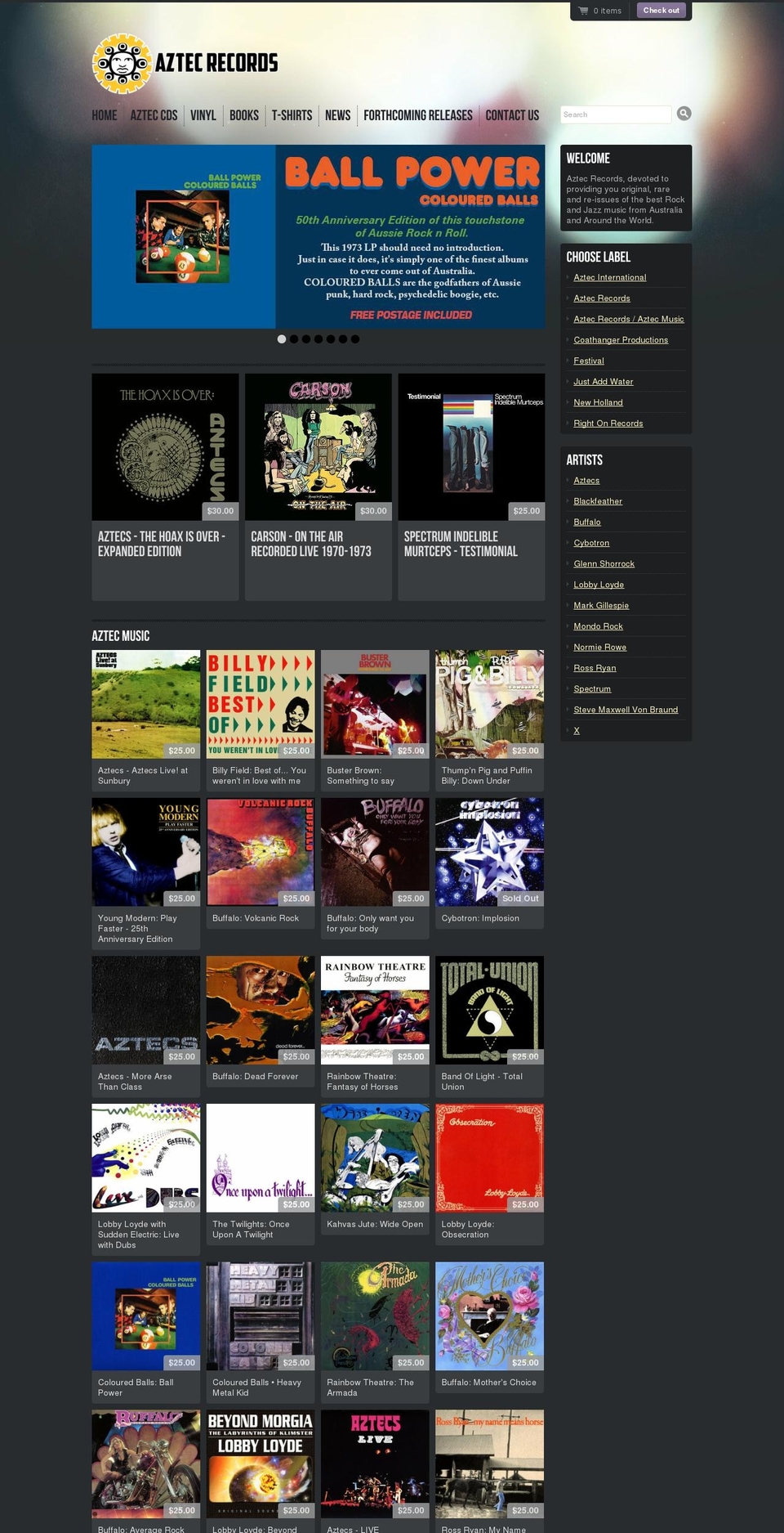 aztecrecords.com.au shopify website screenshot