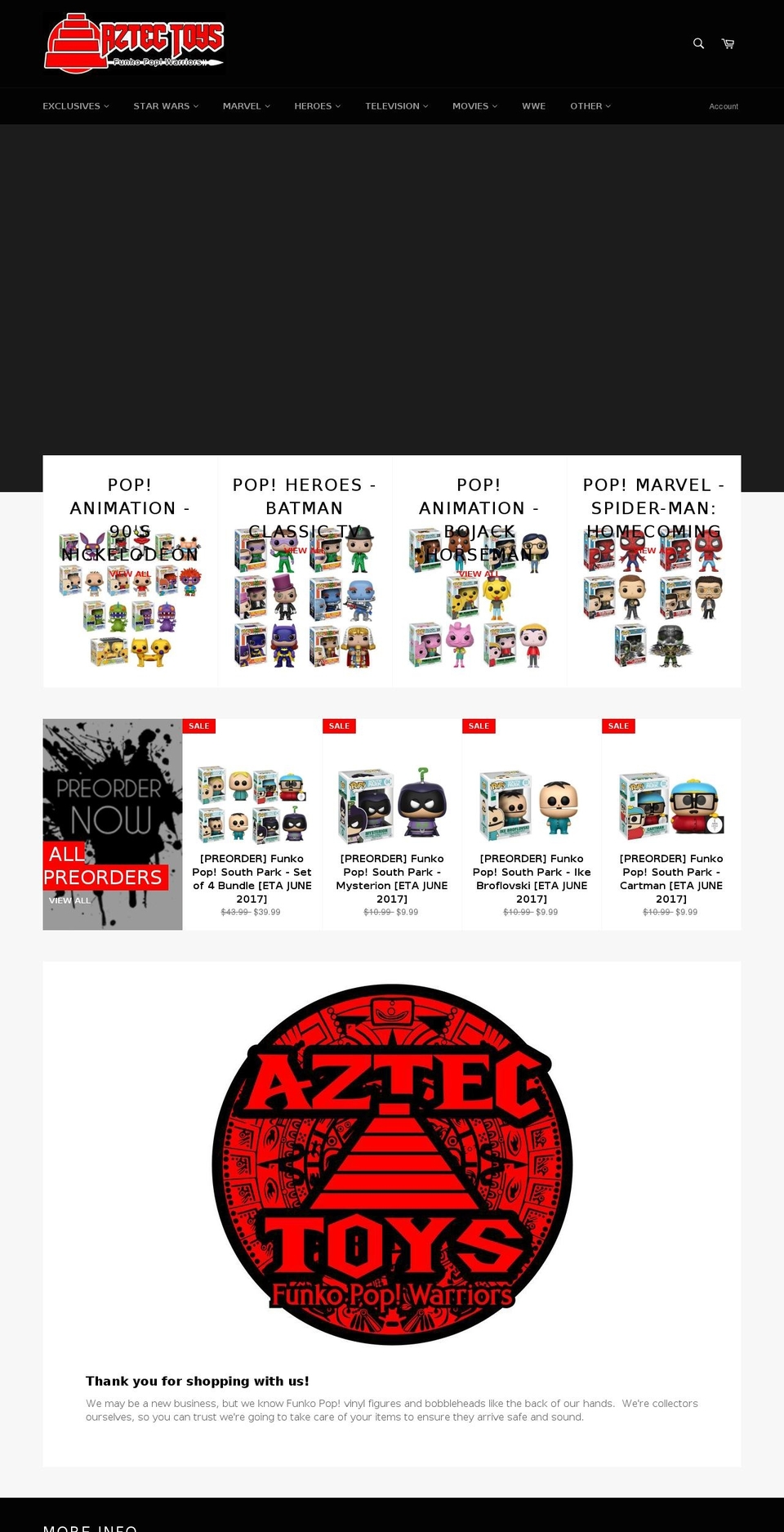 aztectoys.com — Shopify storefront screenshot