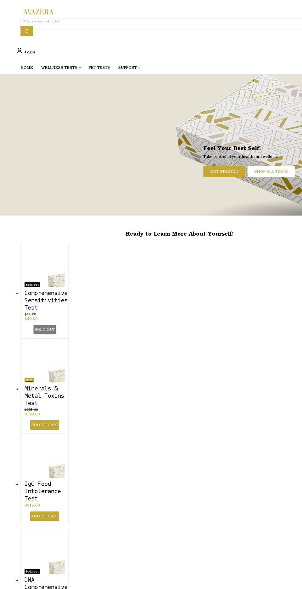 aztests.com shopify website screenshot