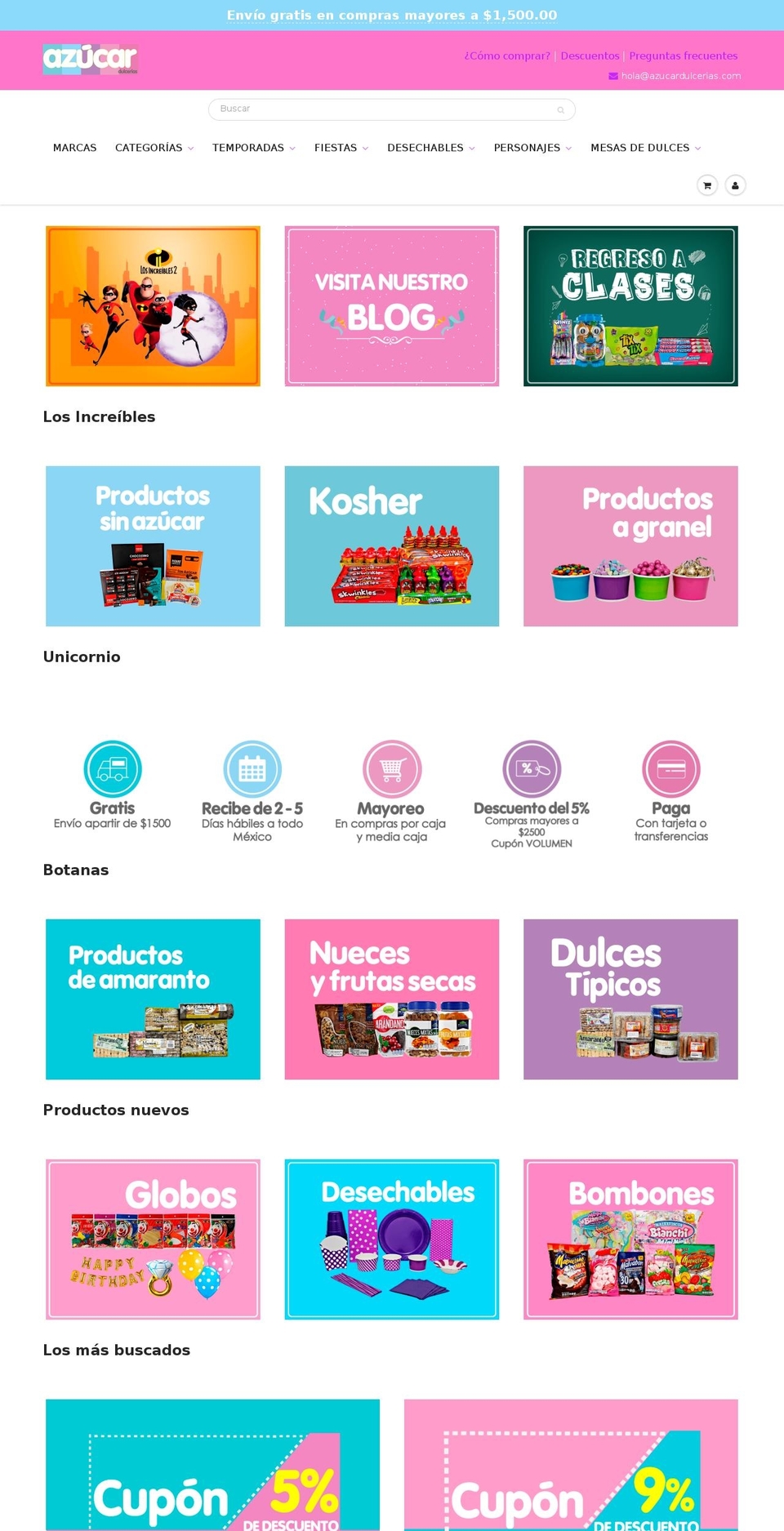 azucardulcerias.com — Shopify storefront screenshot