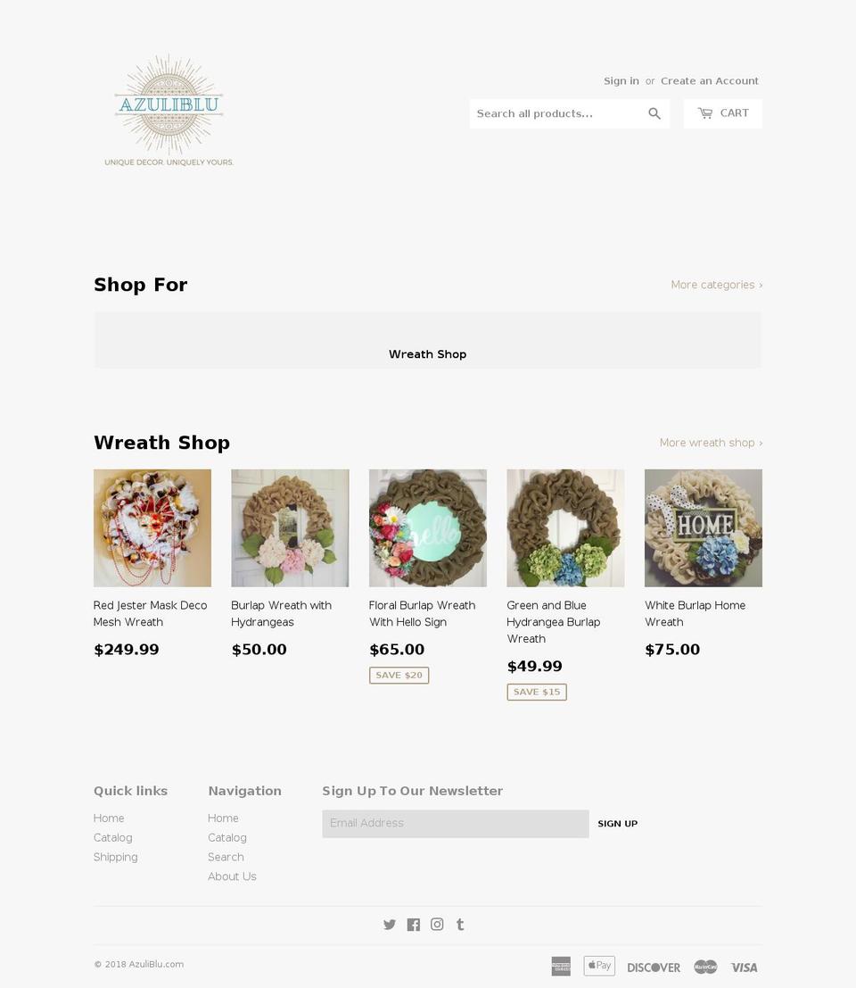 azuliblu.com — Shopify storefront screenshot