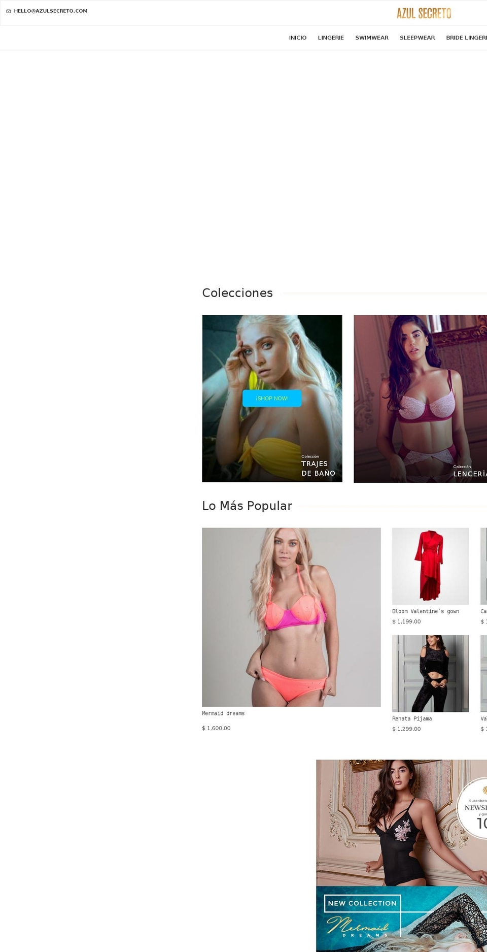 azulsecreto.com — Shopify storefront screenshot