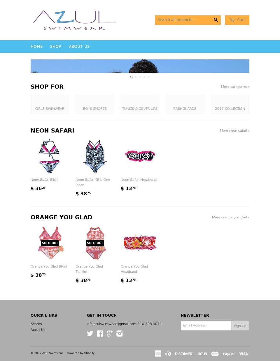 azulswimwear.com shopify website screenshot