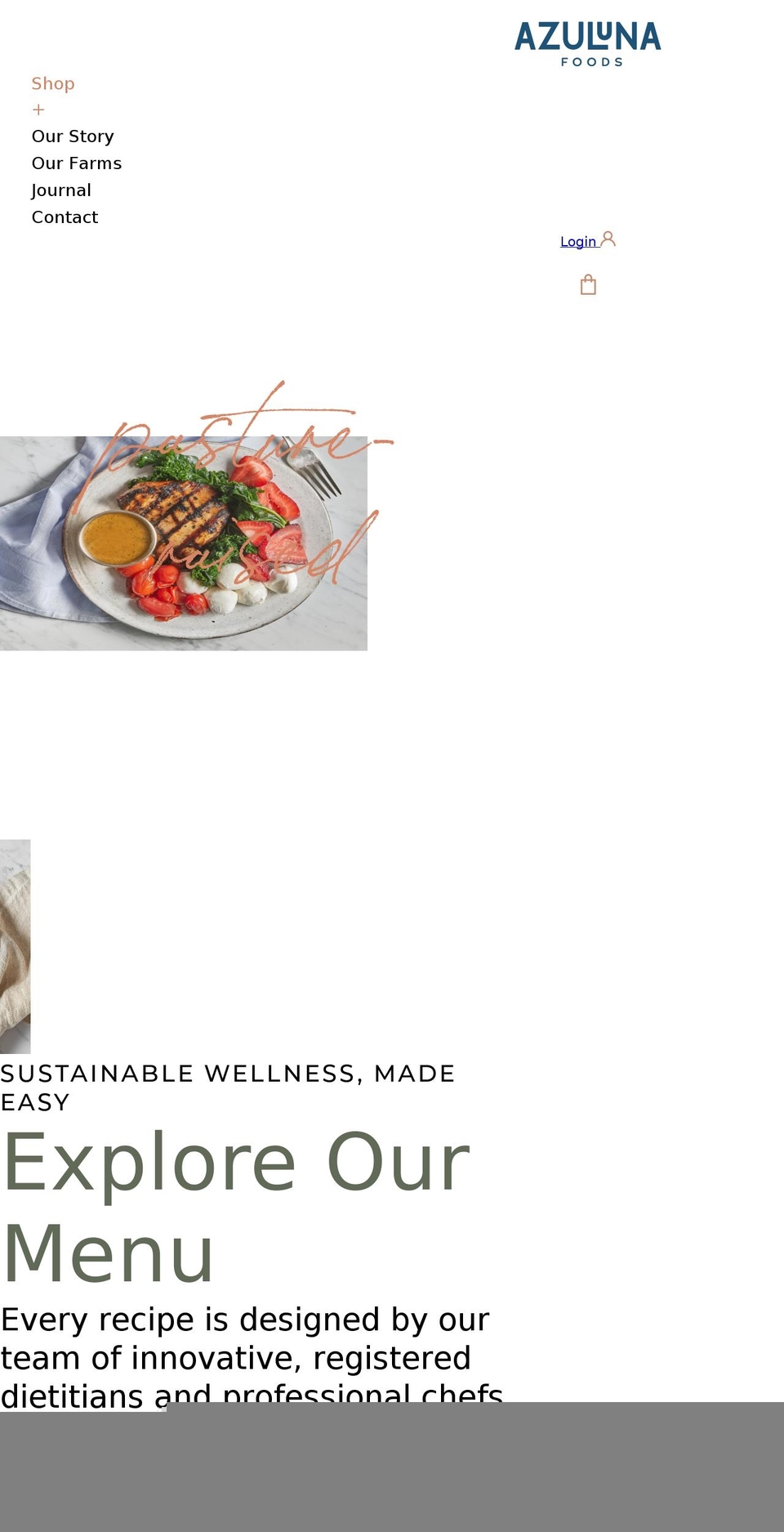 azulunafoods.com shopify website screenshot