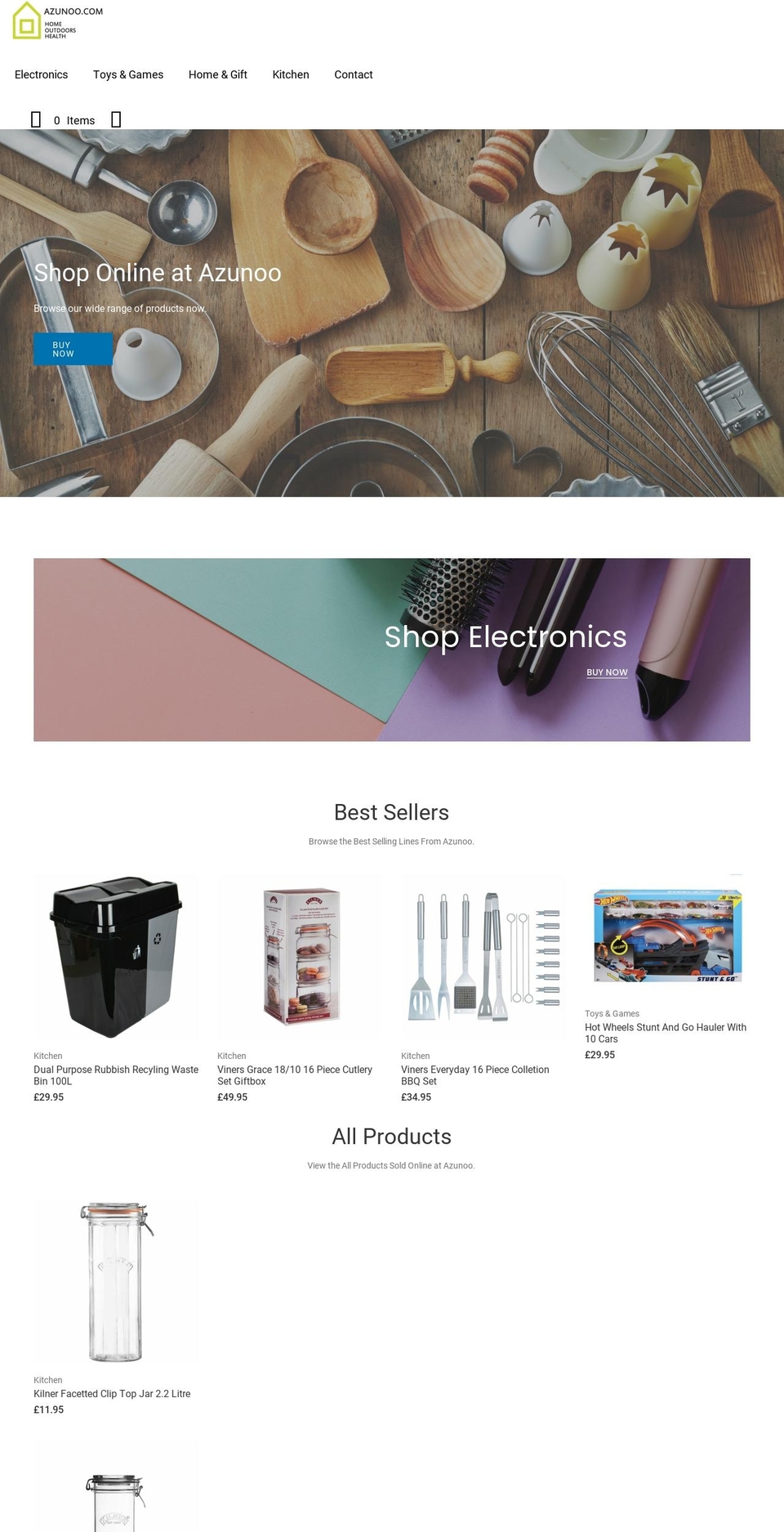 azunoo.com shopify website screenshot