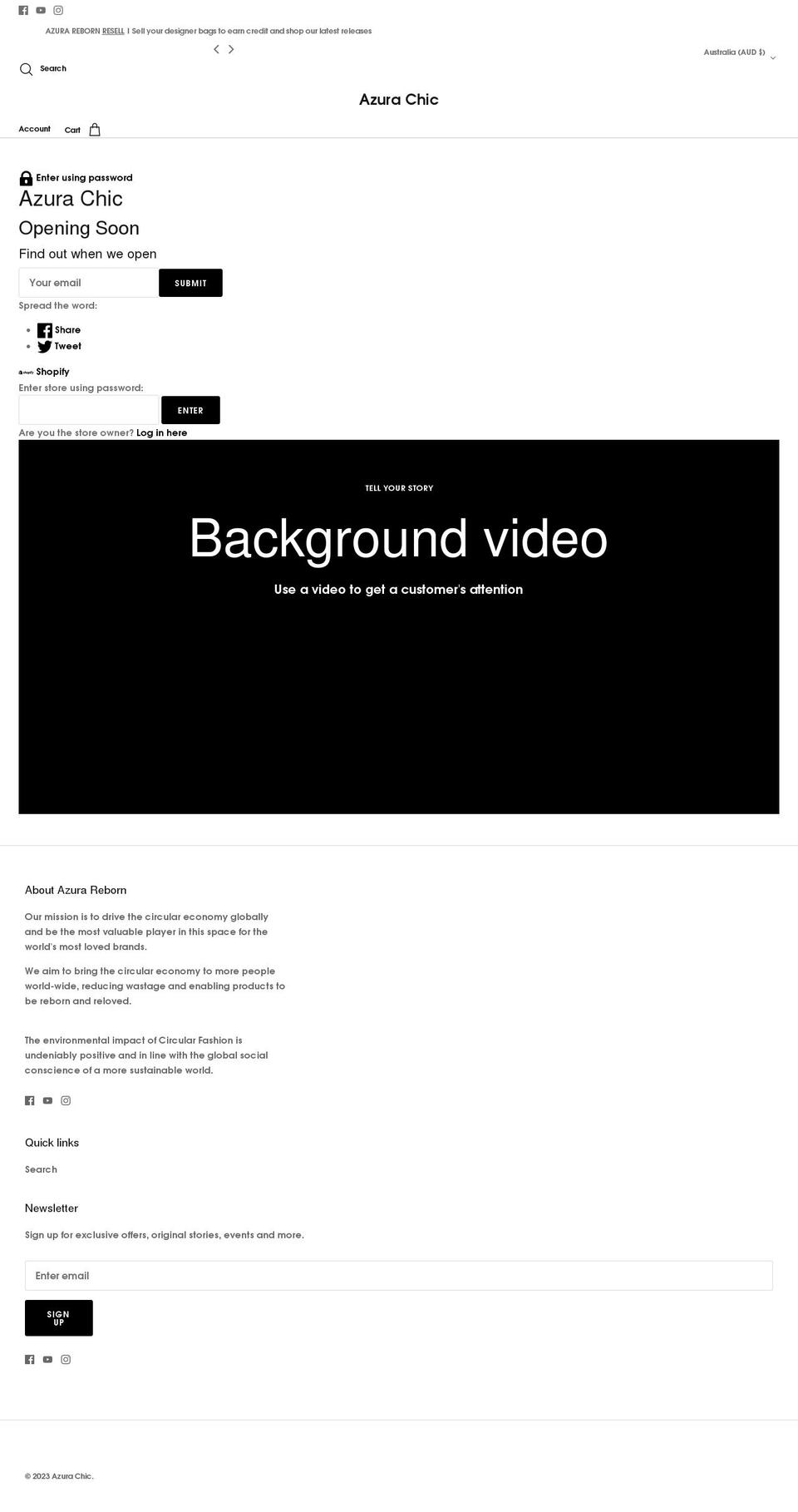 azurachic.com shopify website screenshot