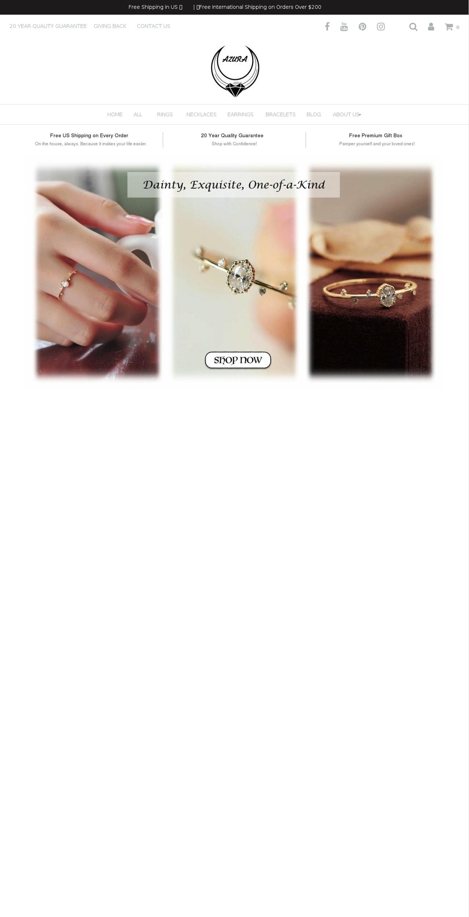 azurajewelry.com shopify website screenshot