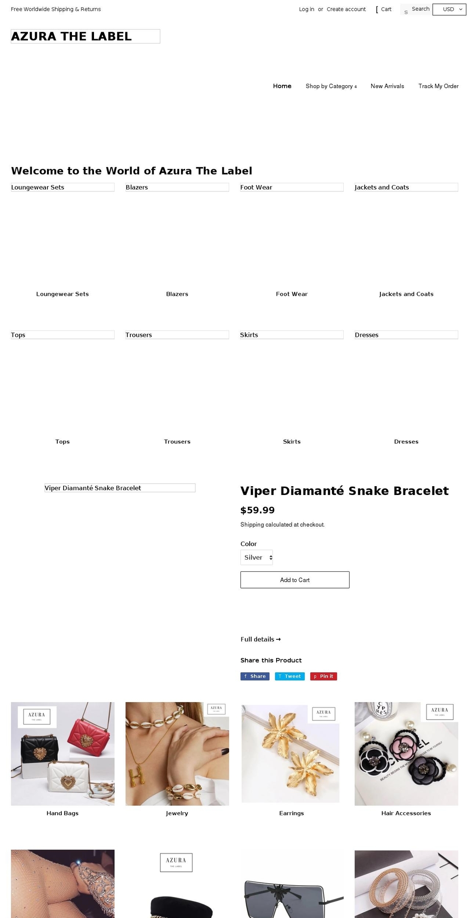 azurathelabel.com shopify website screenshot