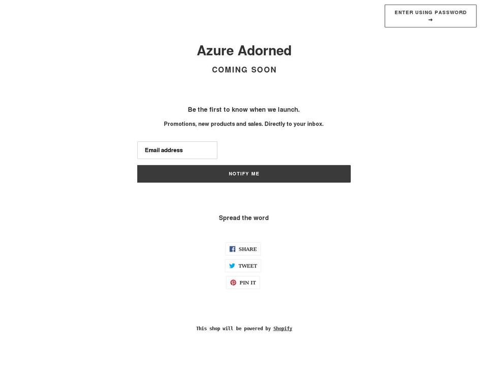 azureadorned.com shopify website screenshot