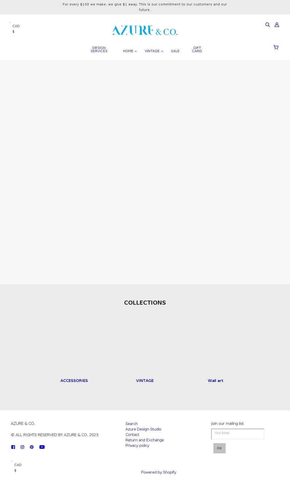 azureandco.com shopify website screenshot