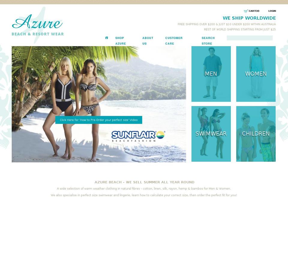 azurebeach.com.au shopify website screenshot