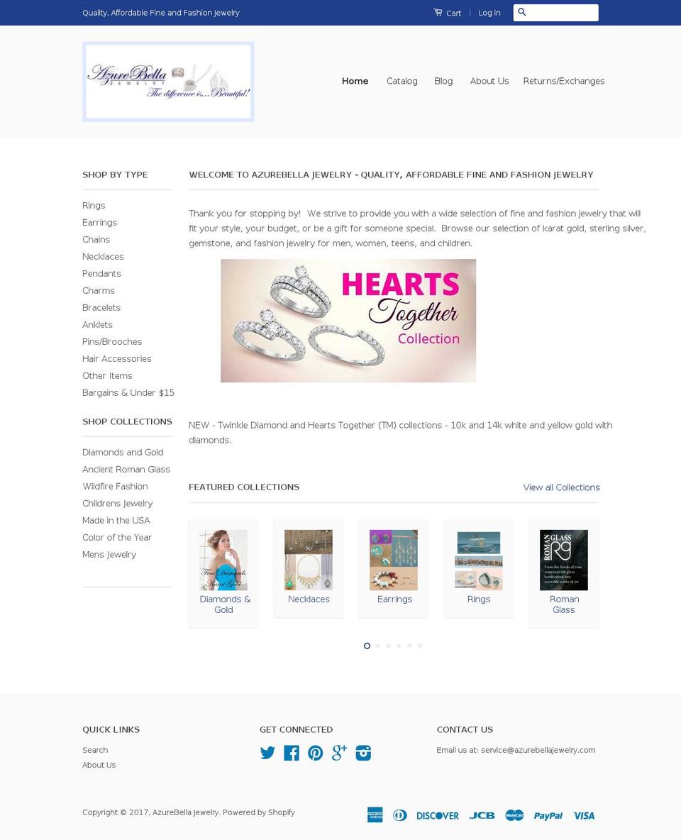 classic Shopify theme site example azurebellajewelry.com