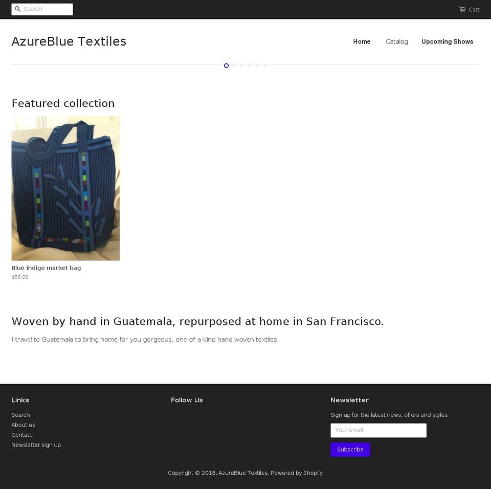 azurebluetextiles.com — Shopify storefront screenshot