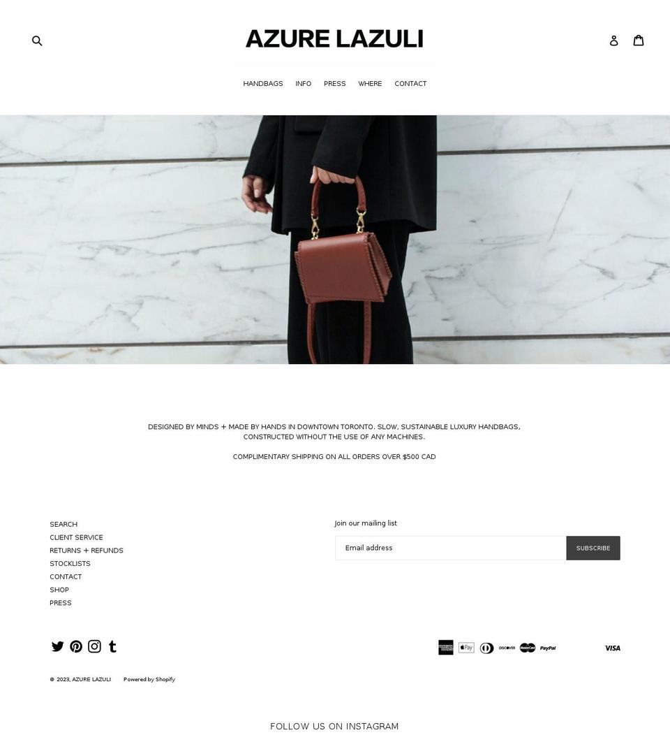 azurelazuli.com — Shopify storefront screenshot