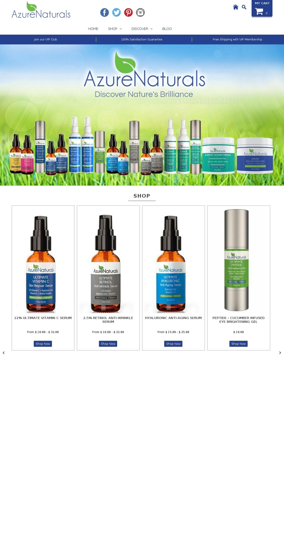 New Azure Theme Shopify theme site example azurenatural.com