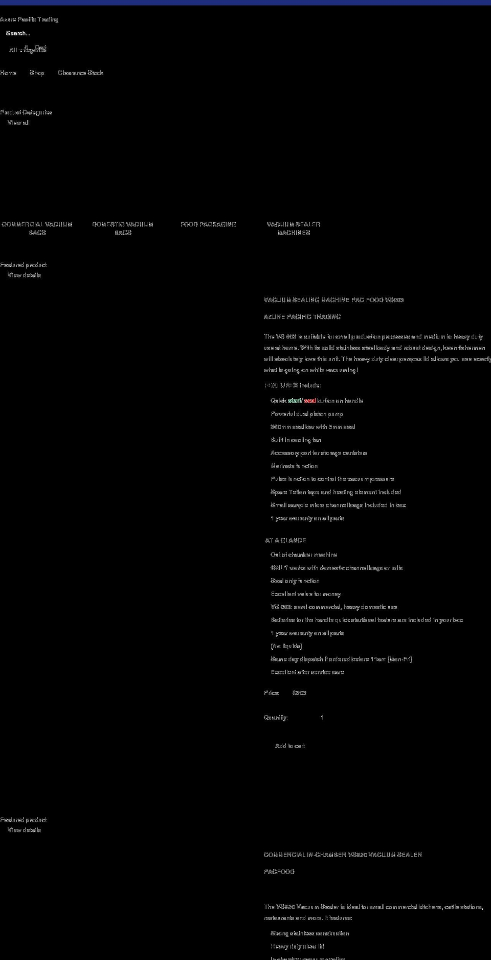 azurepacific.com.au shopify website screenshot