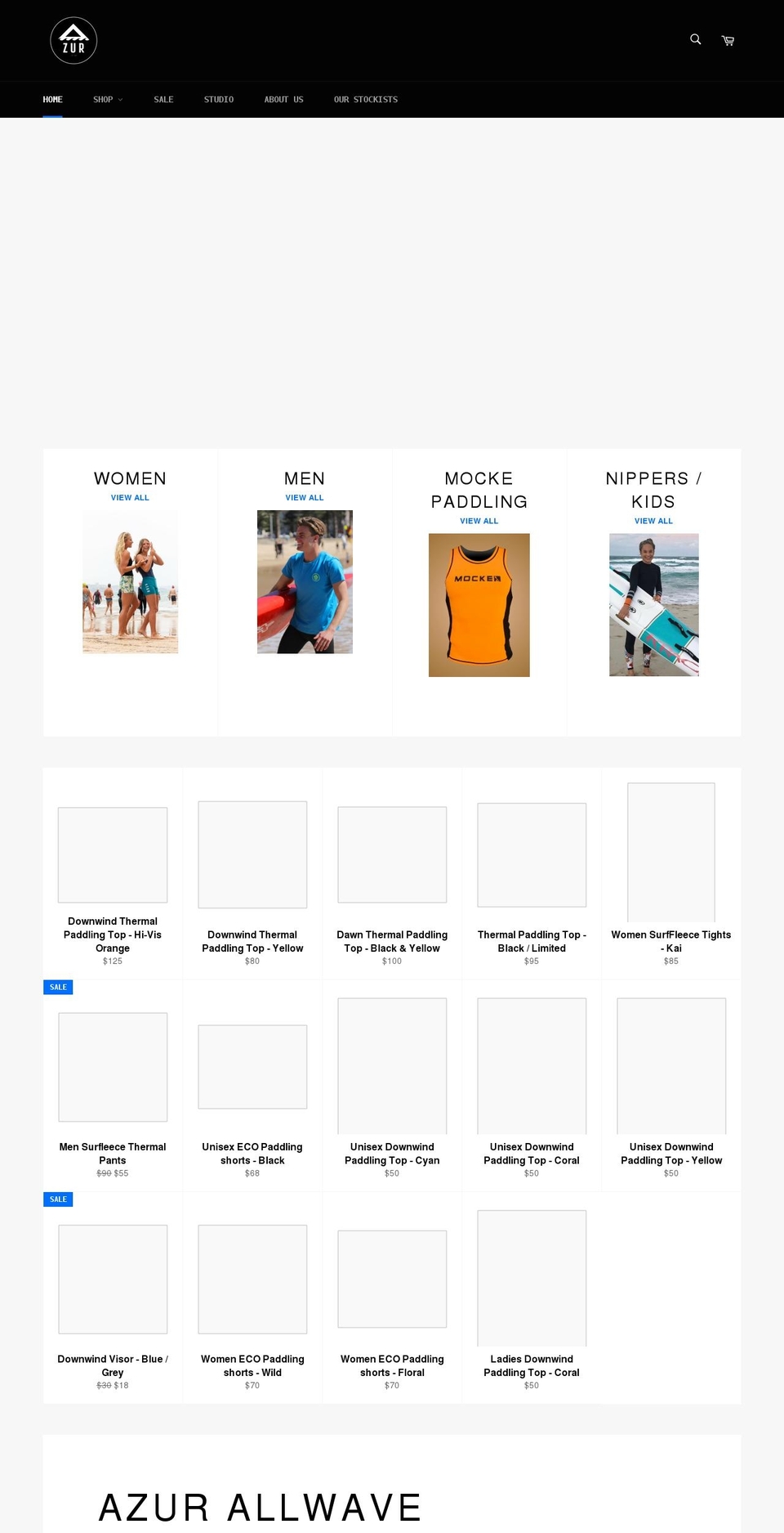azuroceanwear.com shopify website screenshot