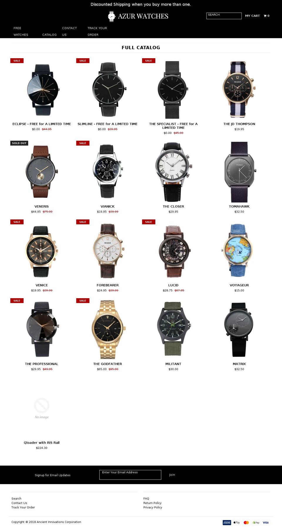 azurwatches.com — Shopify storefront screenshot