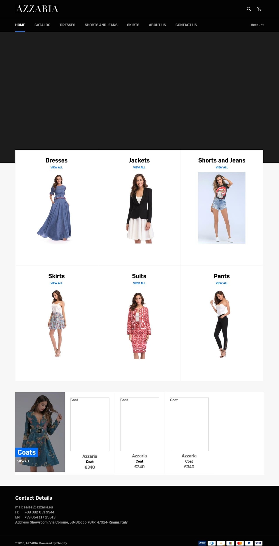 azzaria.net shopify website screenshot