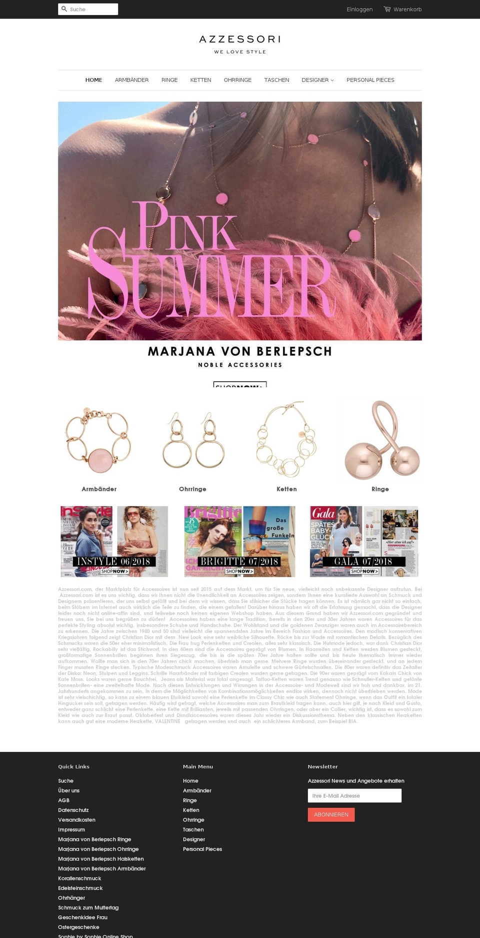 azzessori.net shopify website screenshot