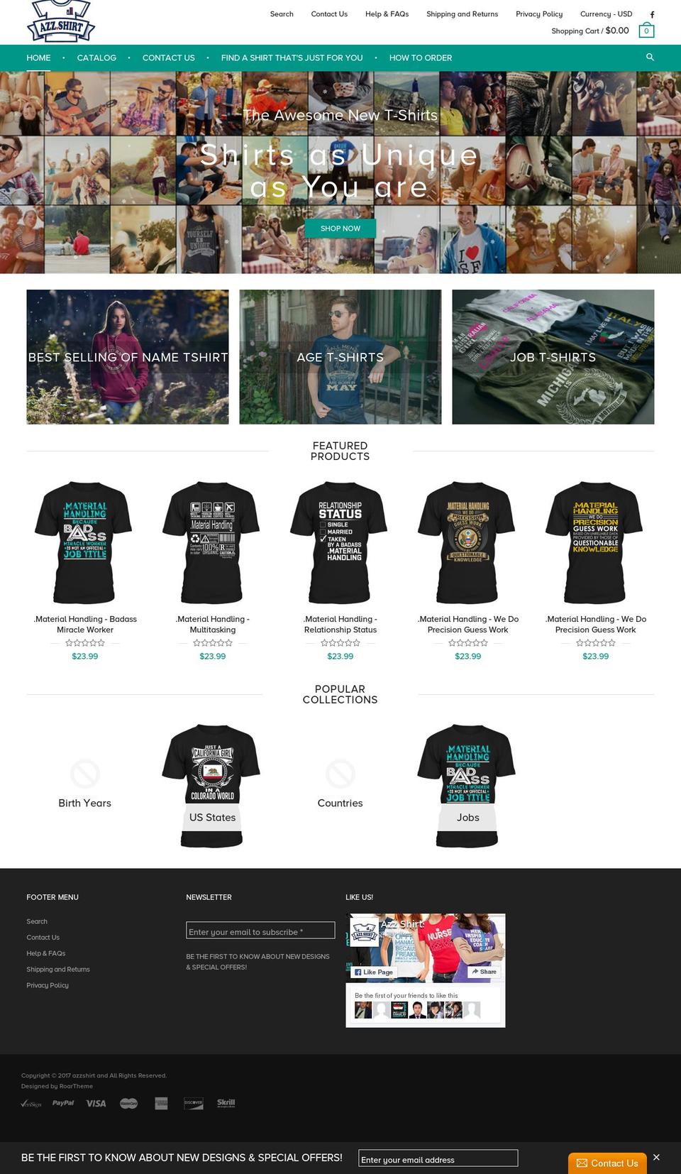 material-edit Shopify theme site example azzshirt.com