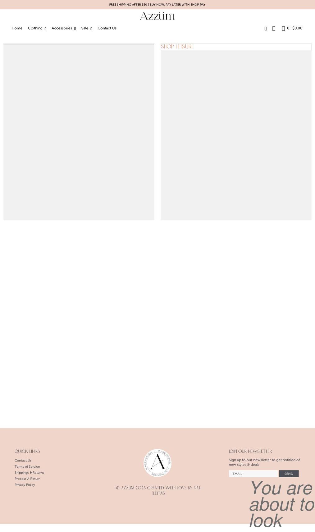 azzum.com shopify website screenshot