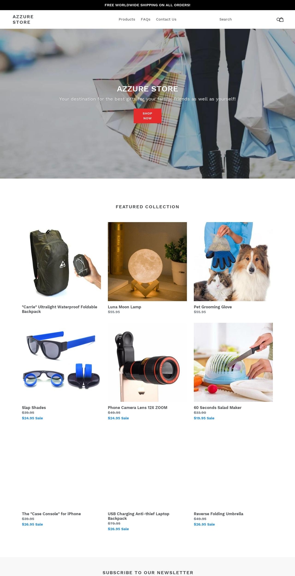 azzurestore.com — Shopify storefront screenshot