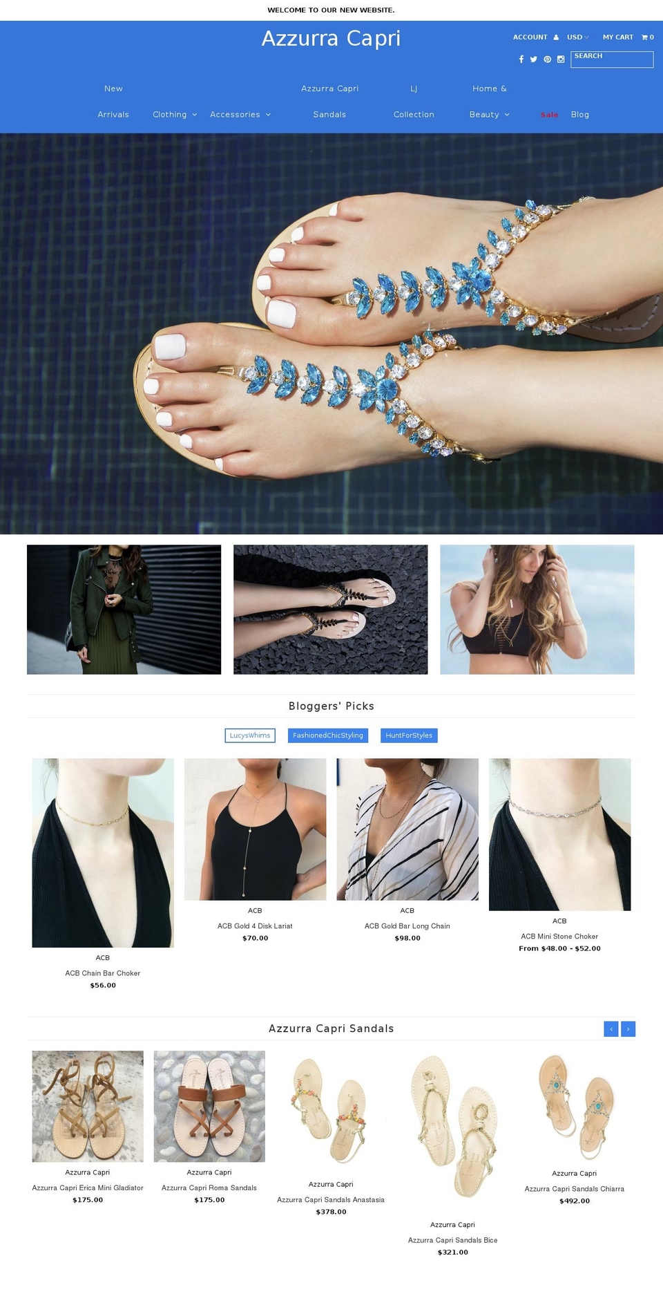 azzurracapri.com shopify website screenshot