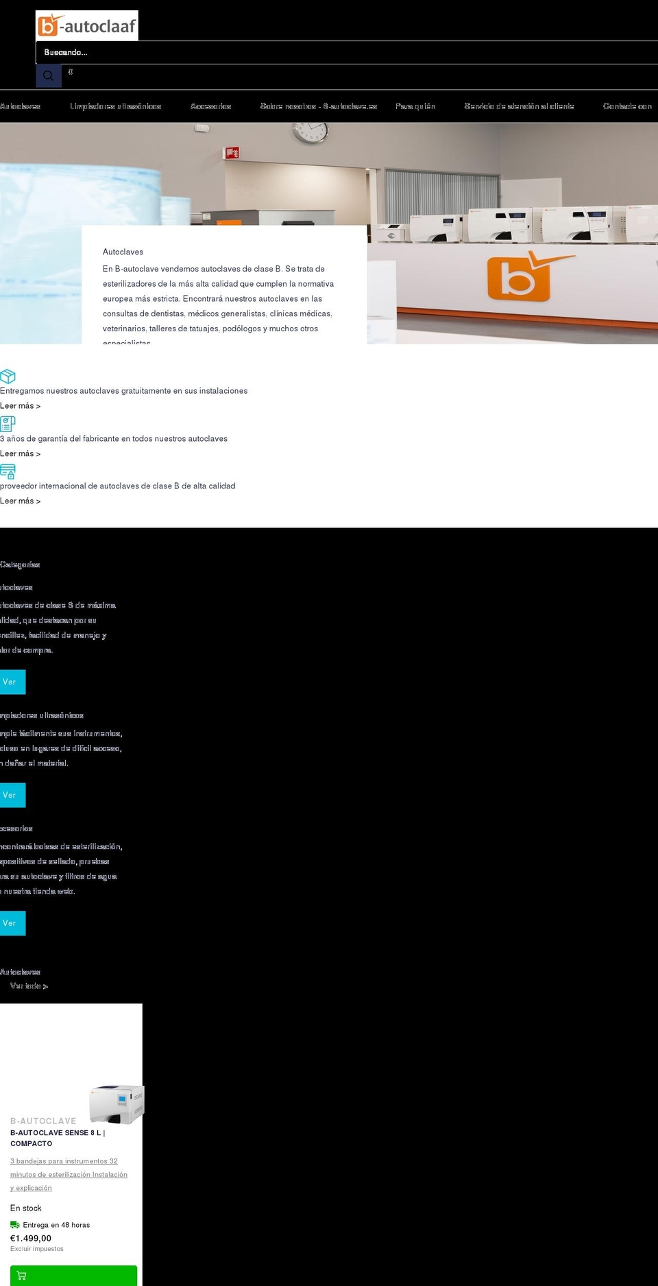 b-autoclave.es shopify website screenshot