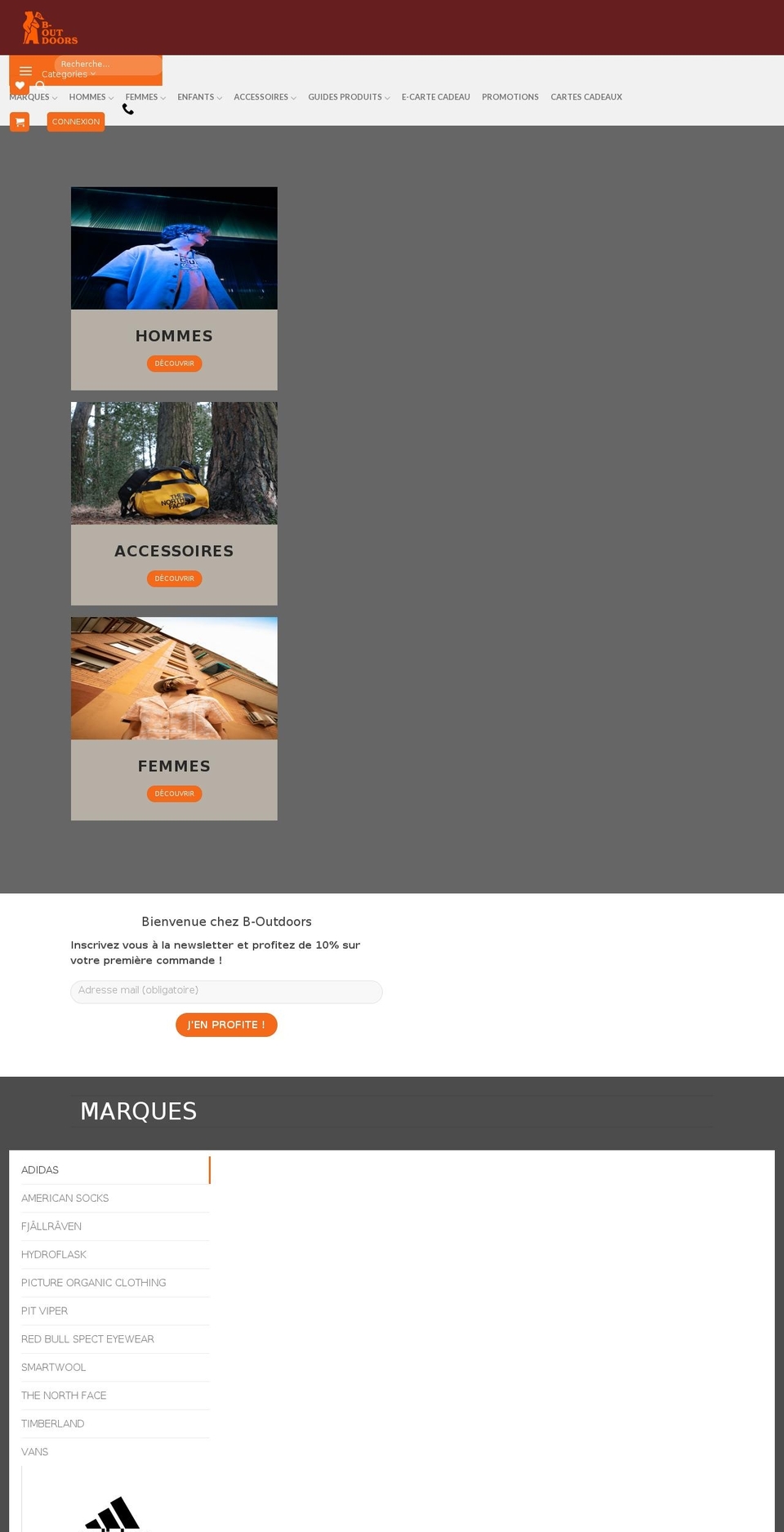 b-outdoors.com shopify website screenshot