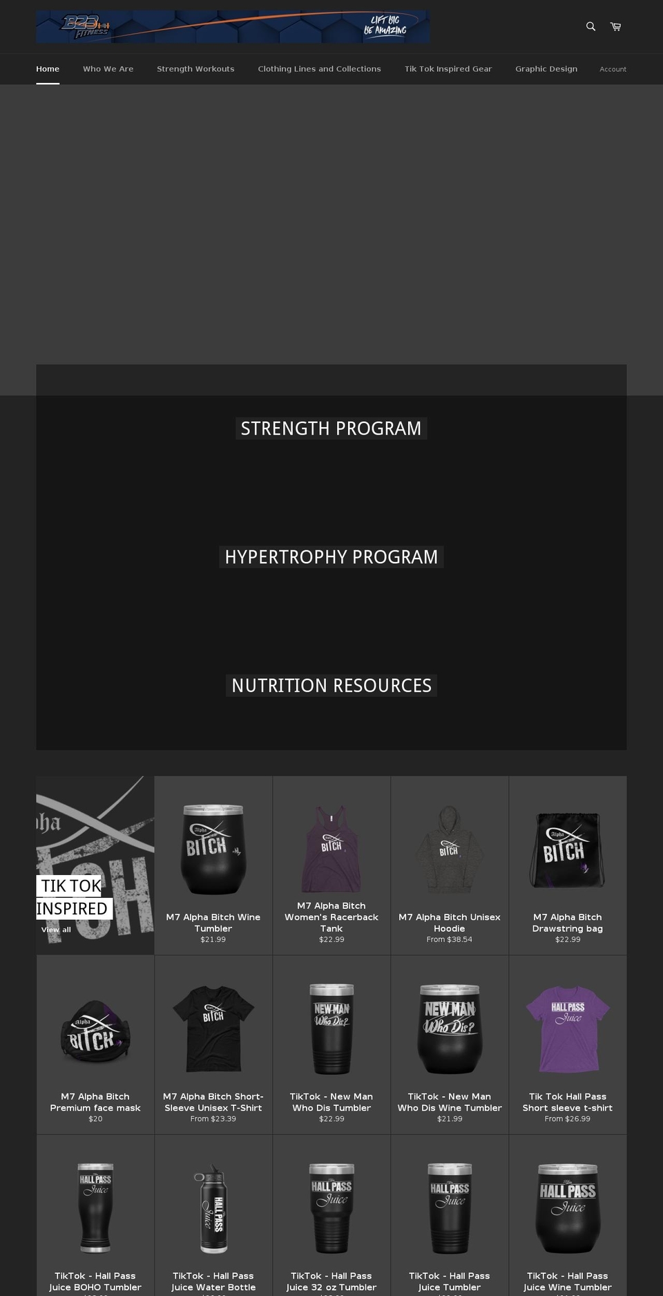 b23fitness.com — Shopify storefront screenshot