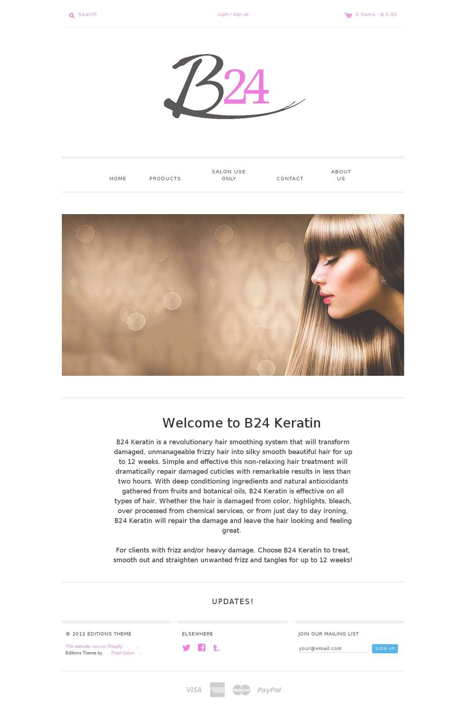 b24keratin.com shopify website screenshot