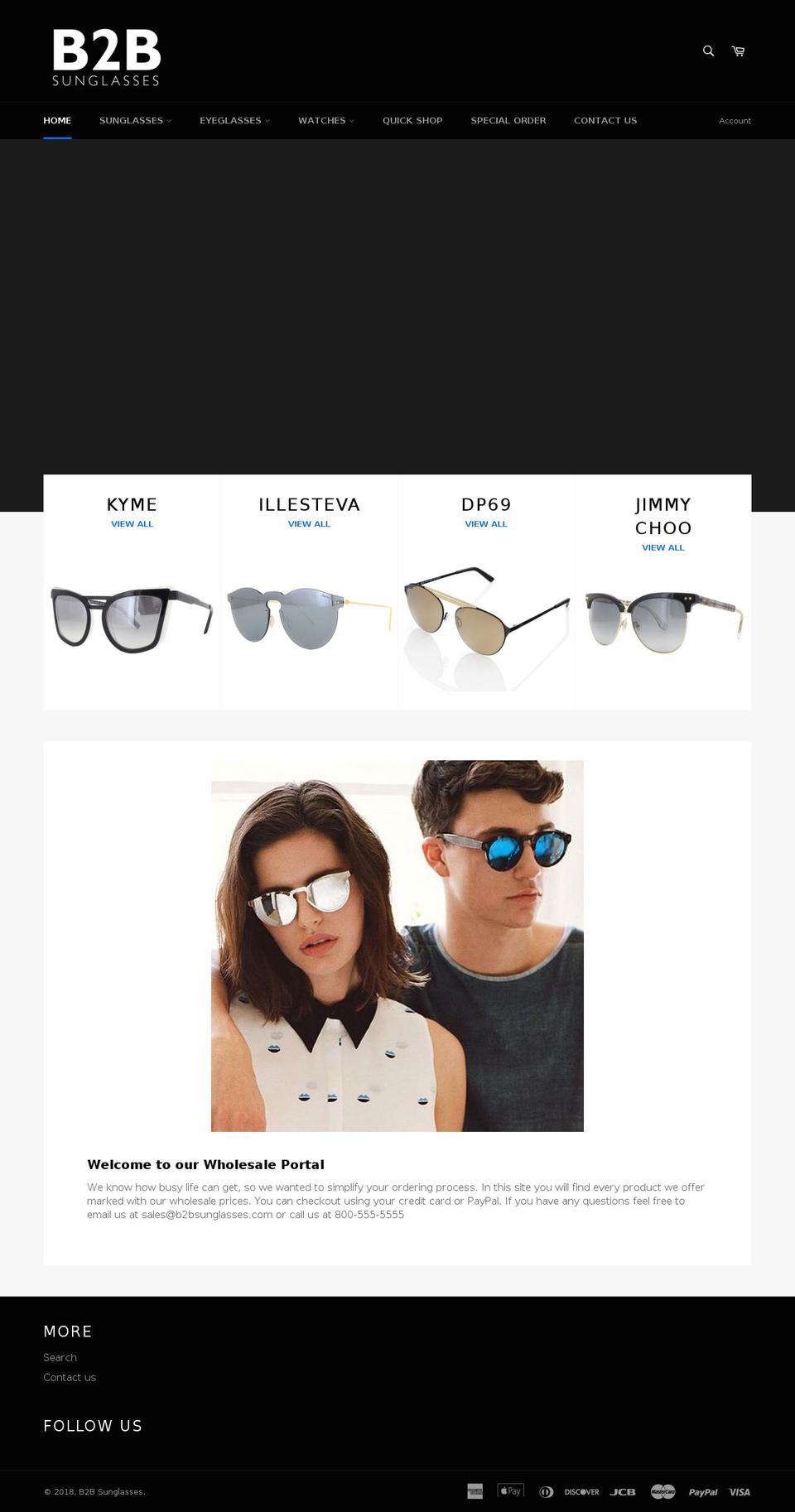 b2bsunglasses.com — Shopify storefront screenshot