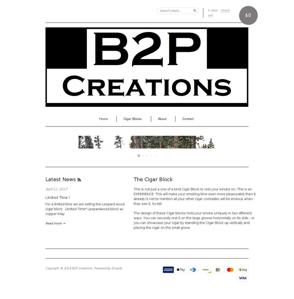 b2pcreations.com — Shopify storefront screenshot