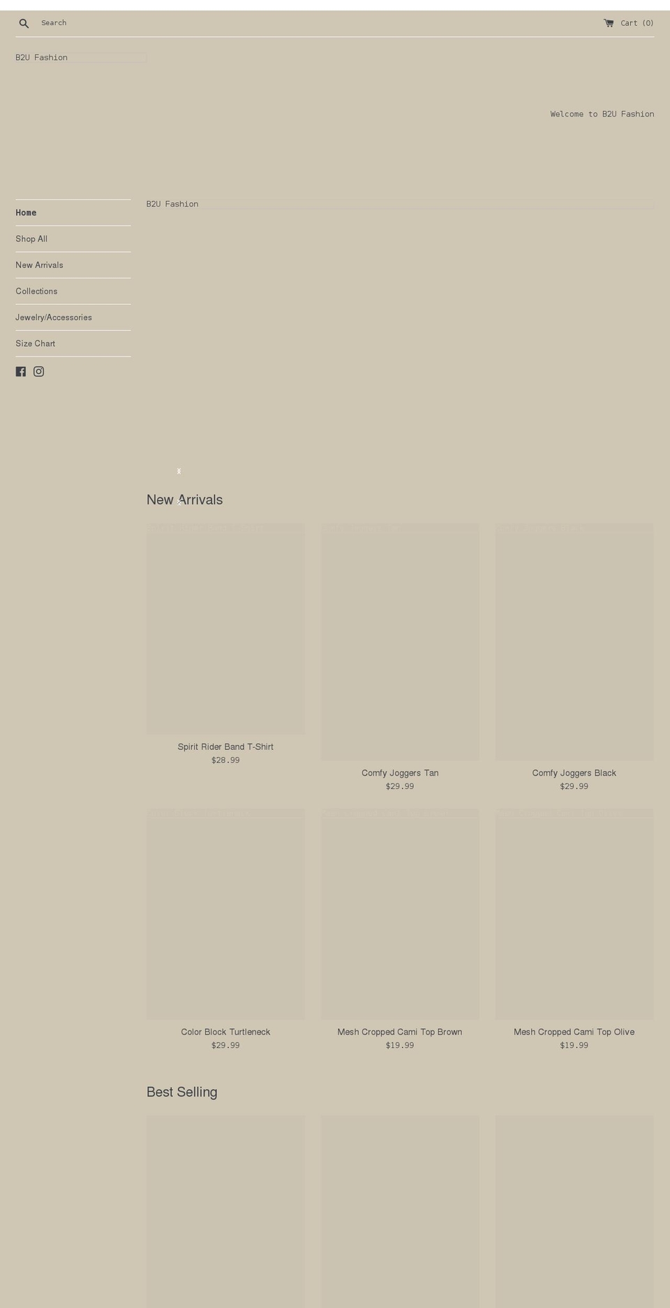 b2ufashion.com shopify website screenshot