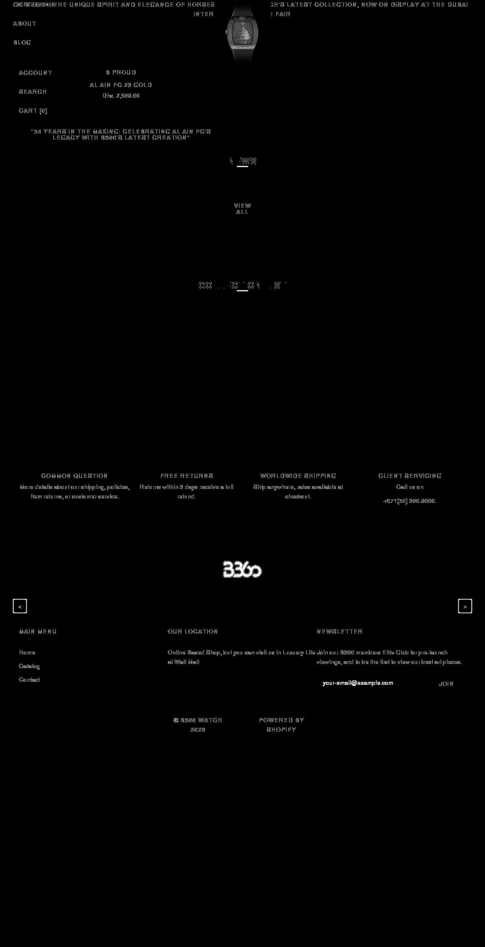 b360watch.com shopify website screenshot