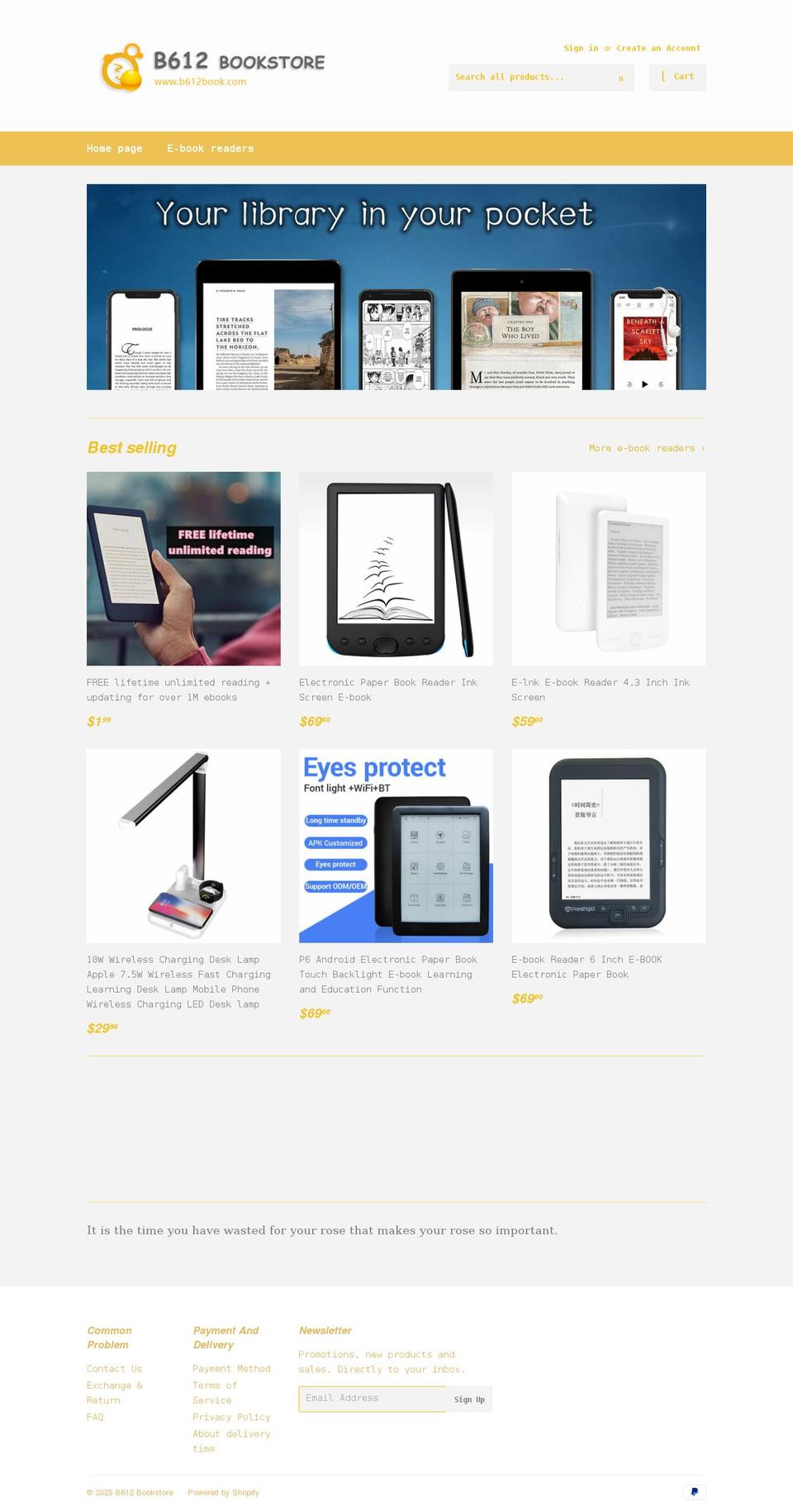 b612book.com shopify website screenshot